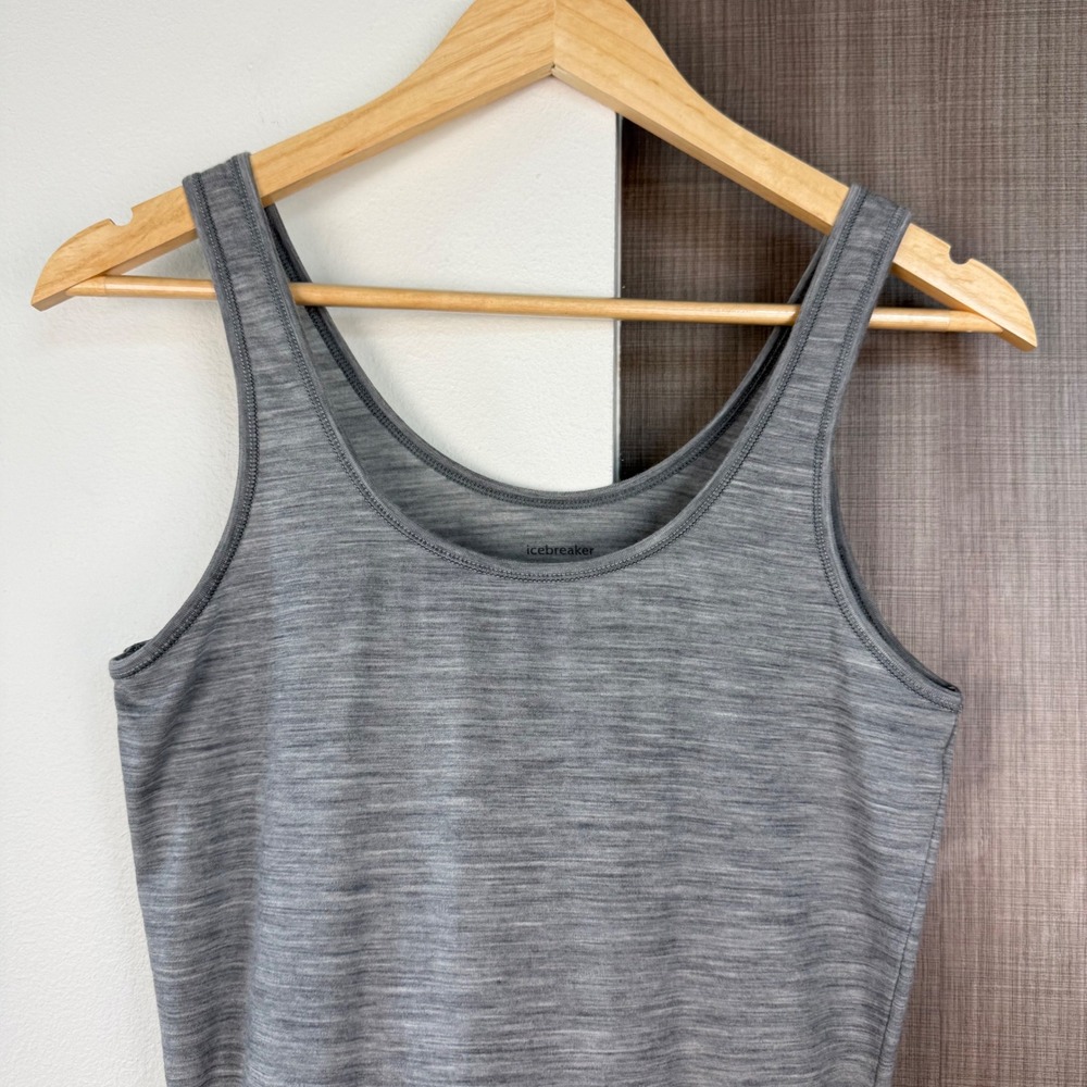Icebreaker Grey Merino 150 Siren Tank Top Gritstone Heather Wool Size Medium - Picture 4 of 10